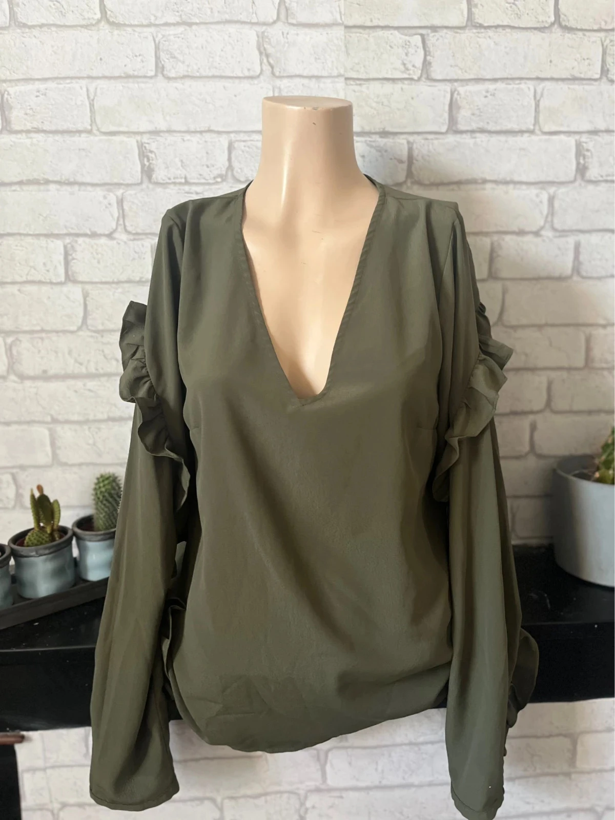 Blouse femme manches longues volants – Kiabi – Taille 36/38